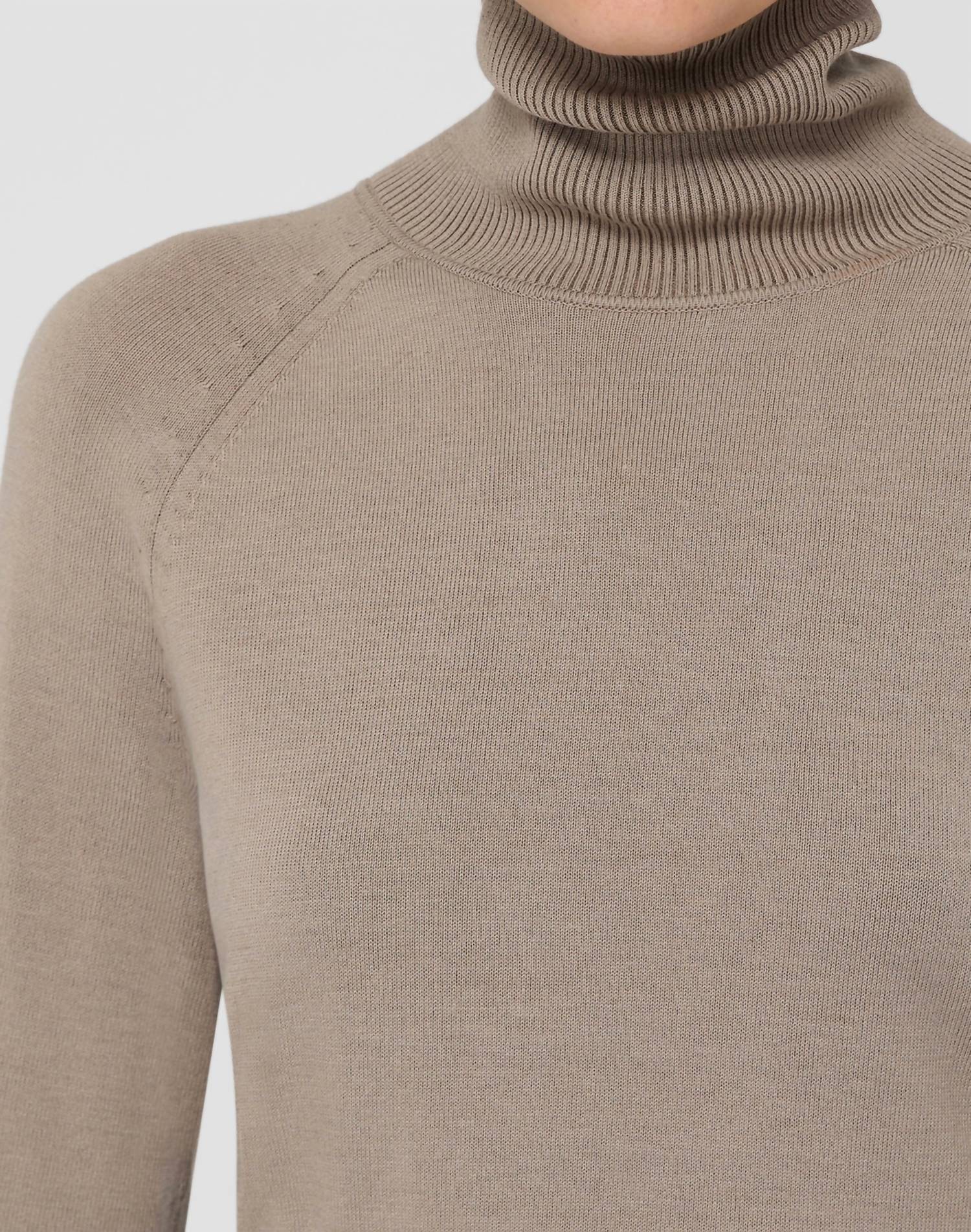 Lafayette 148 Matte Crepe Turtleneck Sweater in hickory - women's sweater - alternate view