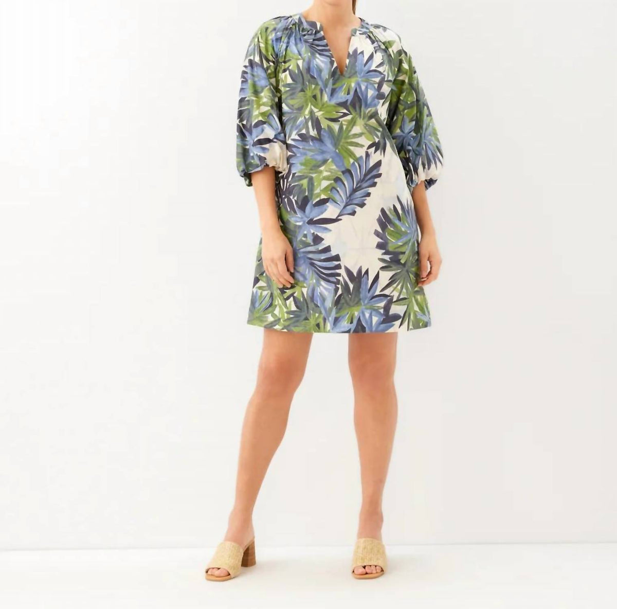 Karen Kane - Puff Sleeve Peasant Dress - Petite