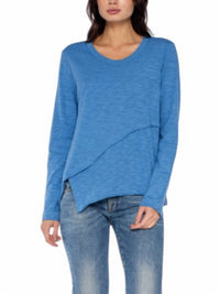 Wilt - Crew Long Sleeve Easy Crossover Raw Hem Top