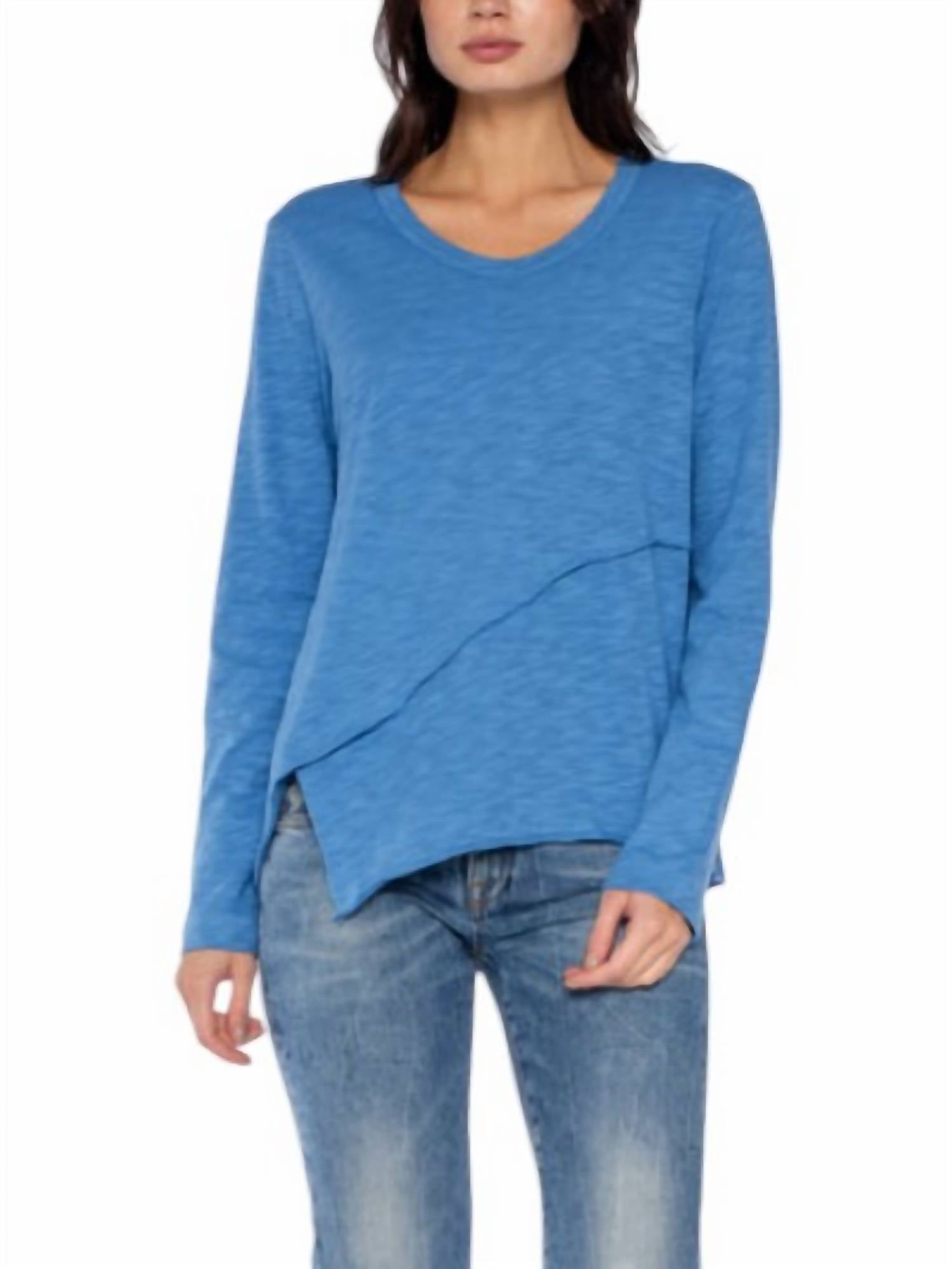 Wilt - Crew Long Sleeve Easy Crossover Raw Hem Top