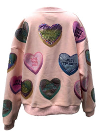 Queen Of Sparkles - Positive Candy Hearts Sweatshirt