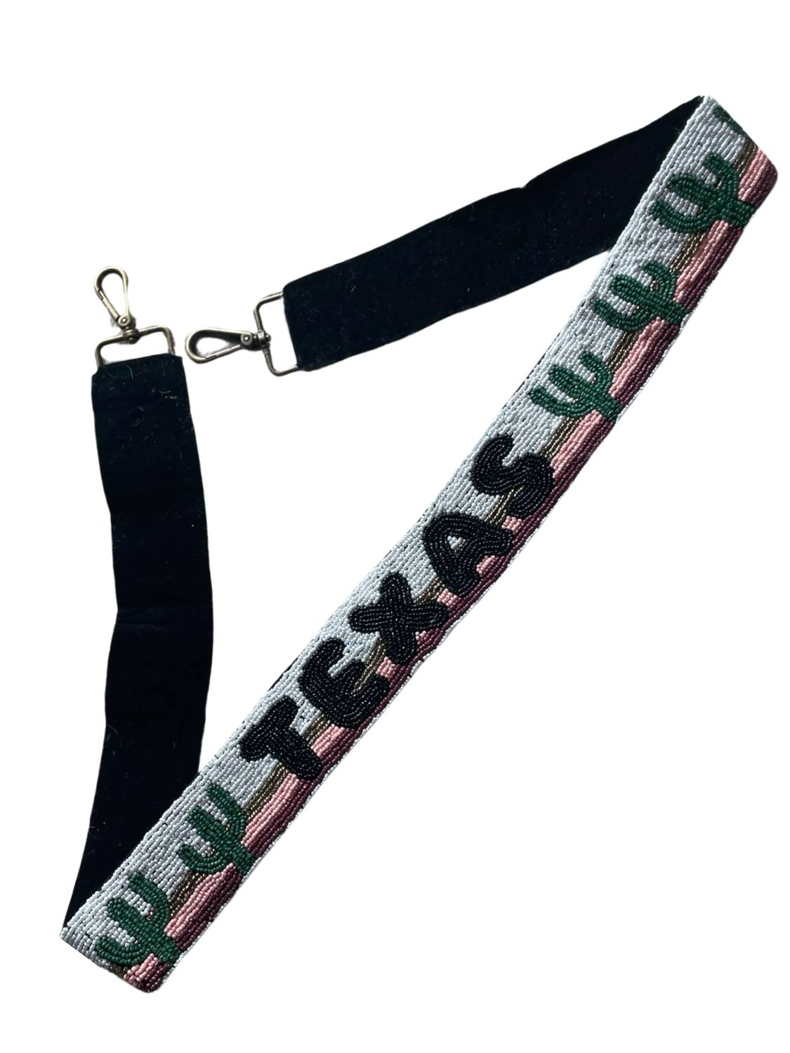 Pink & Silver - Women's Hand Beaded Crossbody Texas Strap