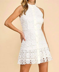 Baby Pink - Floral High Neck Mini Dress