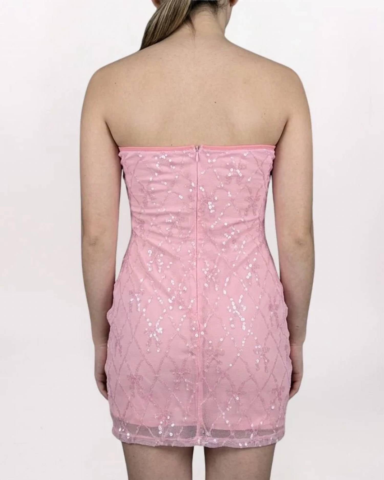 Rowan + Riot - Strapless Sequin Bows Mini Dress
