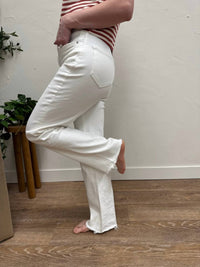Mica Denim - High Rise Wide Leg Jeans With Raw Hem