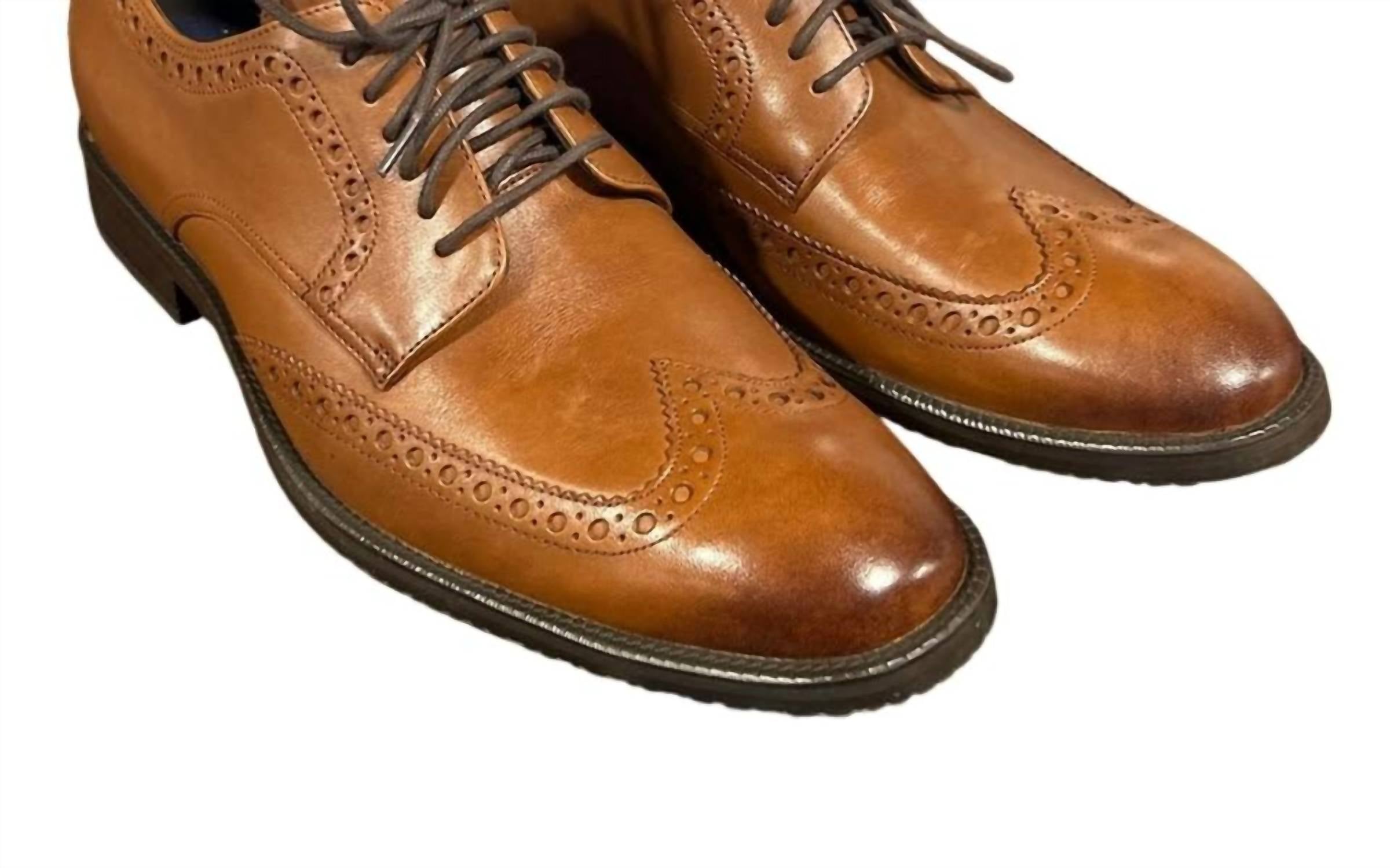 COLE HAAN Mens Leather Lace Wing Oxford Grand 360 Shoes in british tan - men's shoe