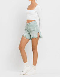 Vervet By Flying Monkey - High Rise Side Slit Denim Shorts