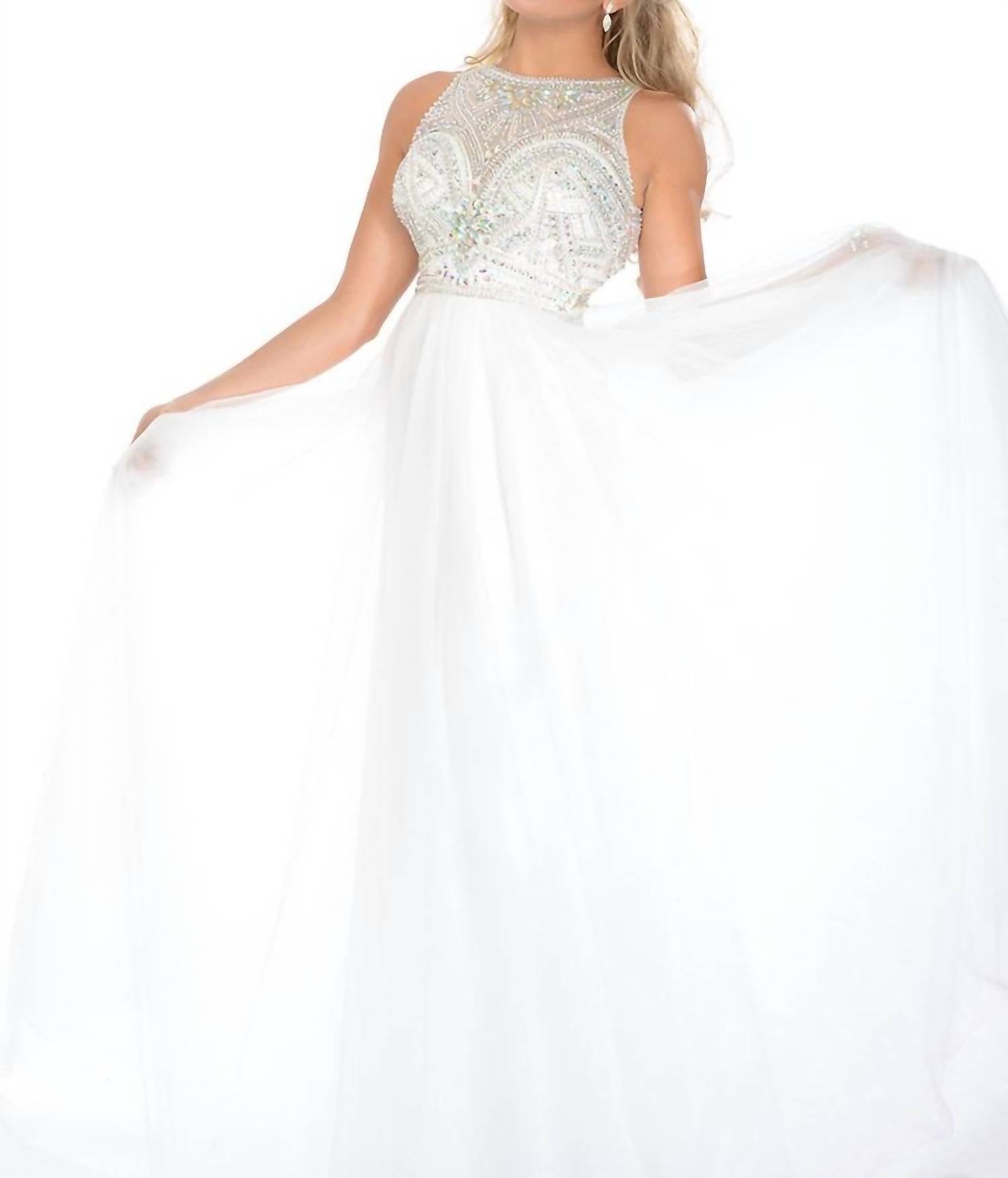 Precious Formals - Stoned Bodice And Soft Flowy Skirt Prom Dress