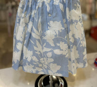 Abel & Lula Girls Floral Linen Dress in celeste - kids' dress - detail view