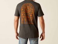 ARIAT Sol Arch Tshirt in charcoal heather - men's t-shirt - detail view