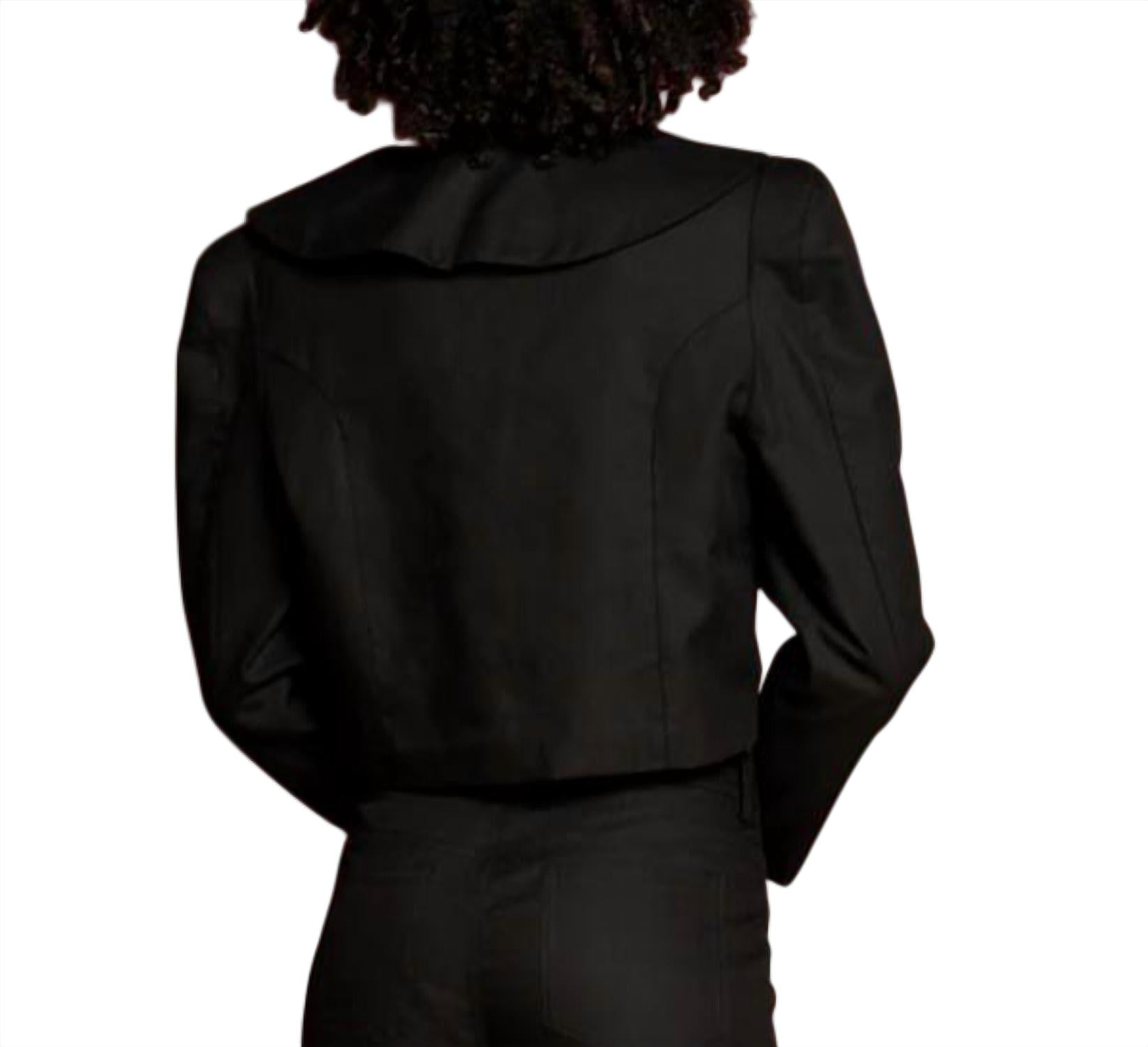 SISTER JANE Turtle Dove Bow Cropped Jacket in black - women's jacket - detail view