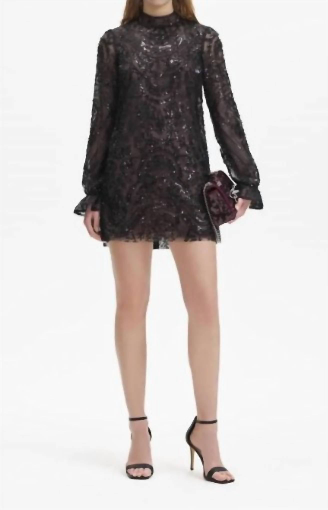 self portrait sequin midi dress Paisley Sequin Mini Dress Black