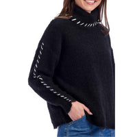 mudpie Fallon Contrast Sweater in black - women's sweater - alternate view