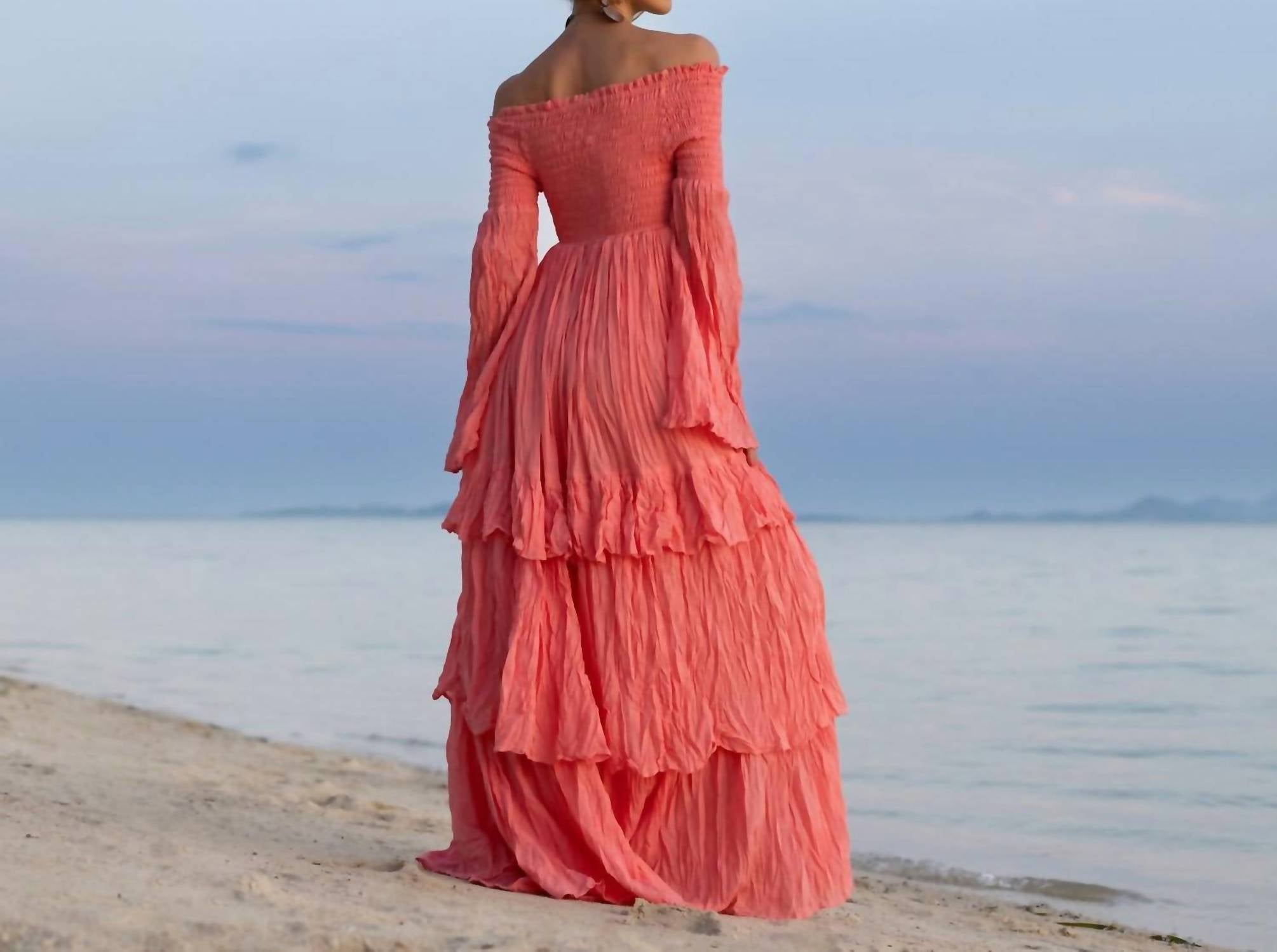 Zinnia Pearl - Women's Sexy Shoulders Maxi Dress