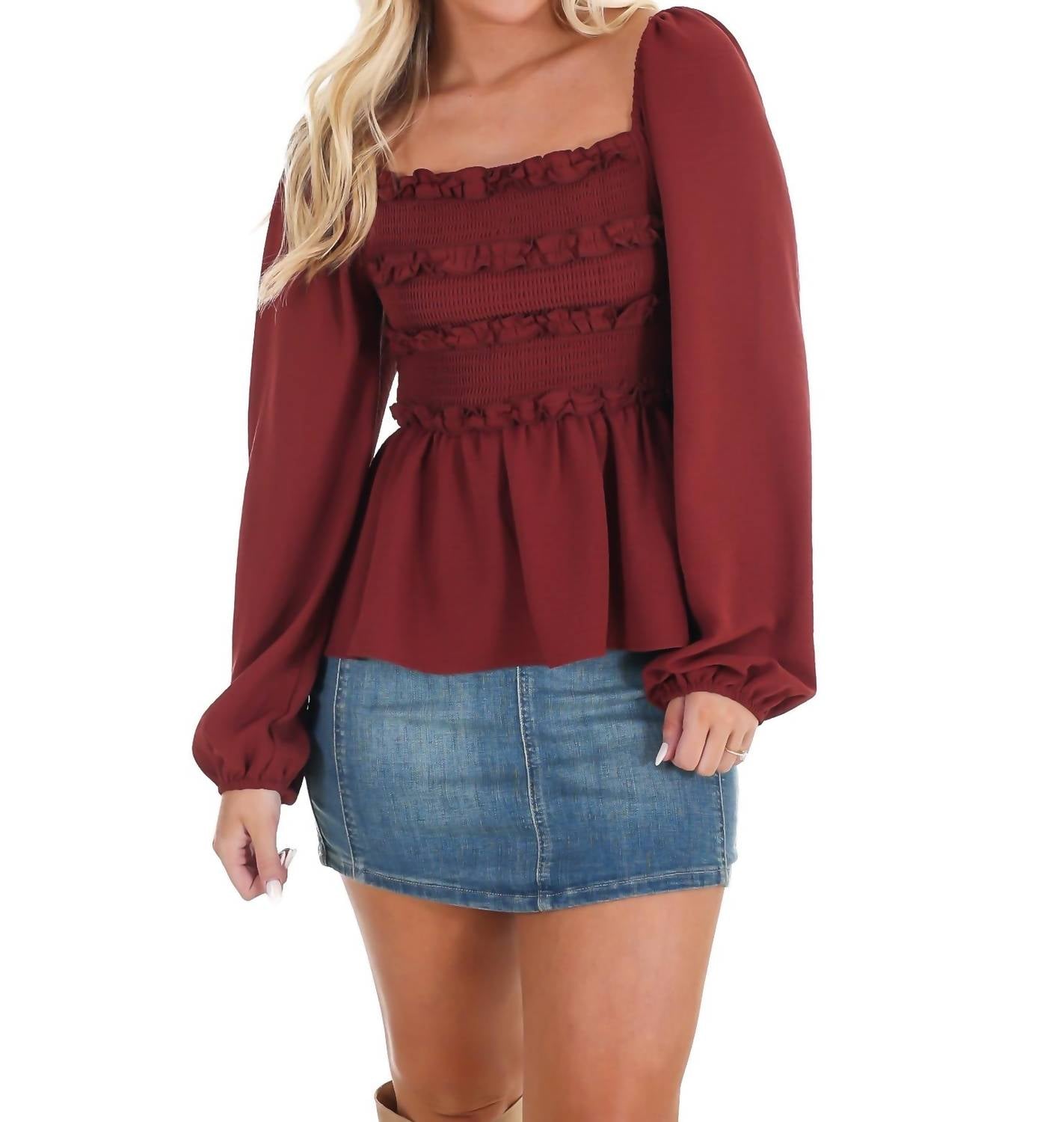 Mustard Seed - Wear Anywhere Smocked Babydoll Top