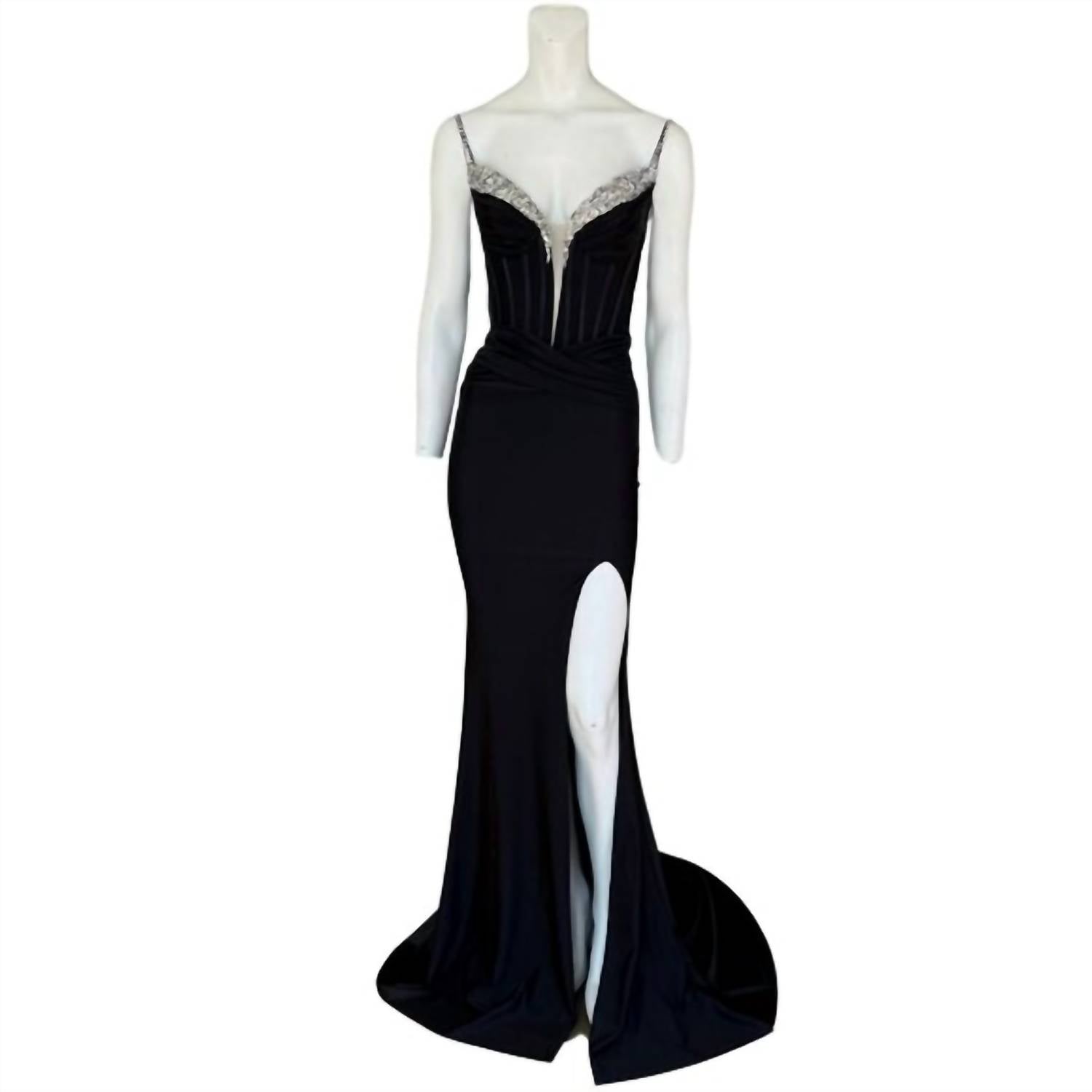 Jovani - Women's Sweetheart Sheath Gown With High Slit And Beaded Straps