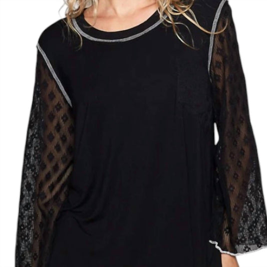 Pol - Lace Arm Long Sleeves Top