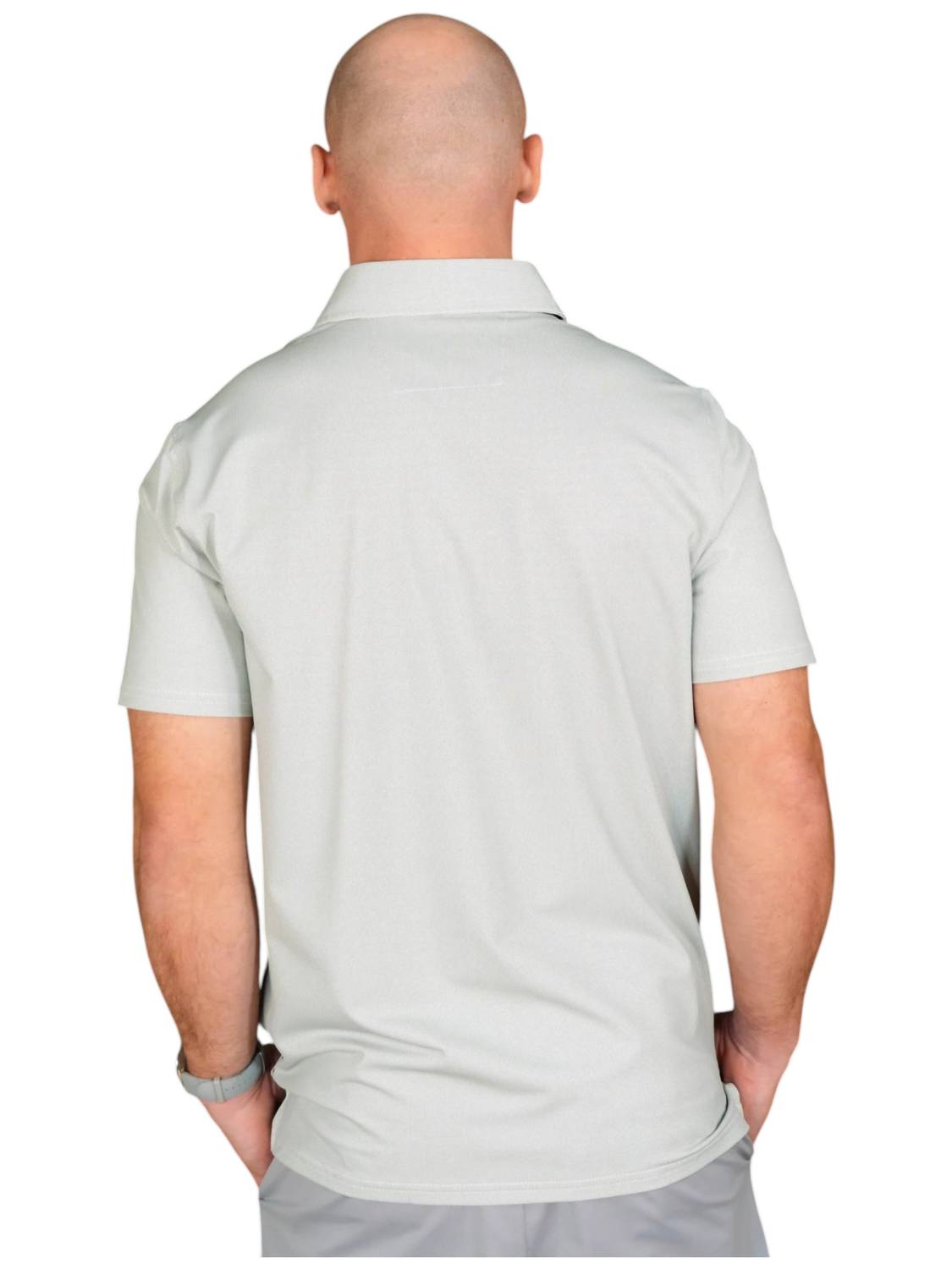 Stone Rose - Printed Birdseye Short Sleeve Techno Stretch Polo