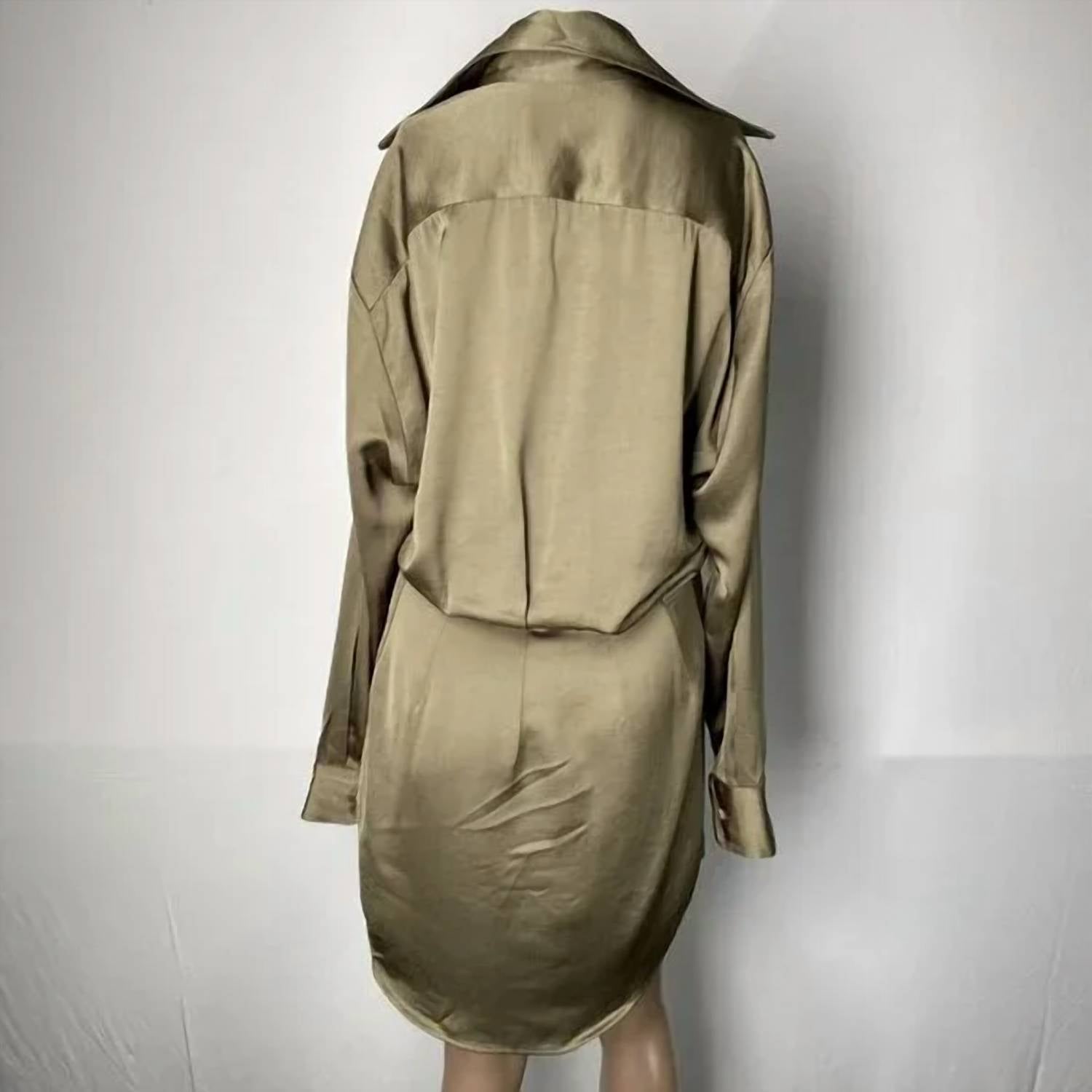 JBQ Women's Collared Shirt Mini Dress in green - women's dress - alternate view