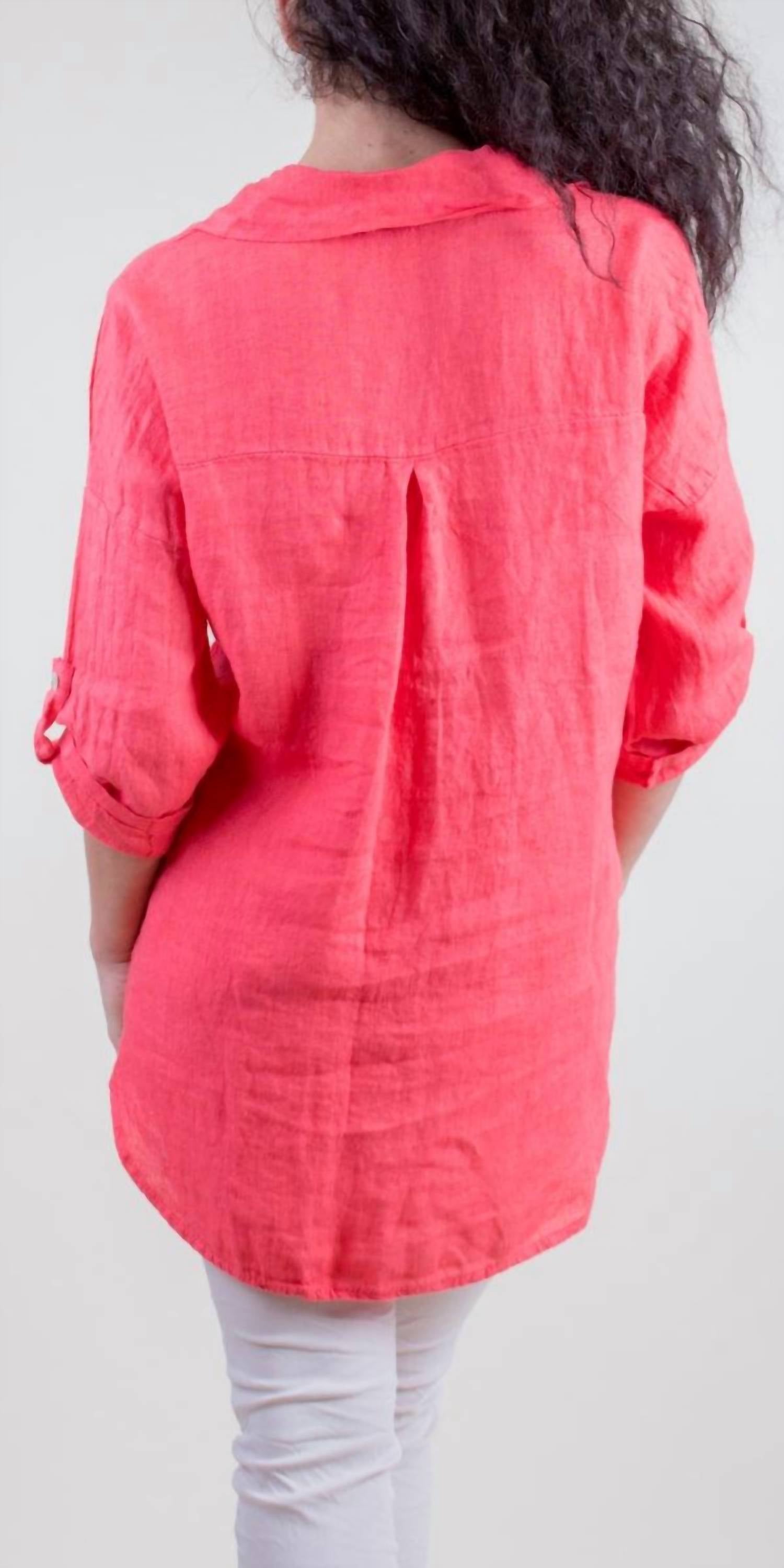 Gigi Moda - Navi Linen Button Down Shirt