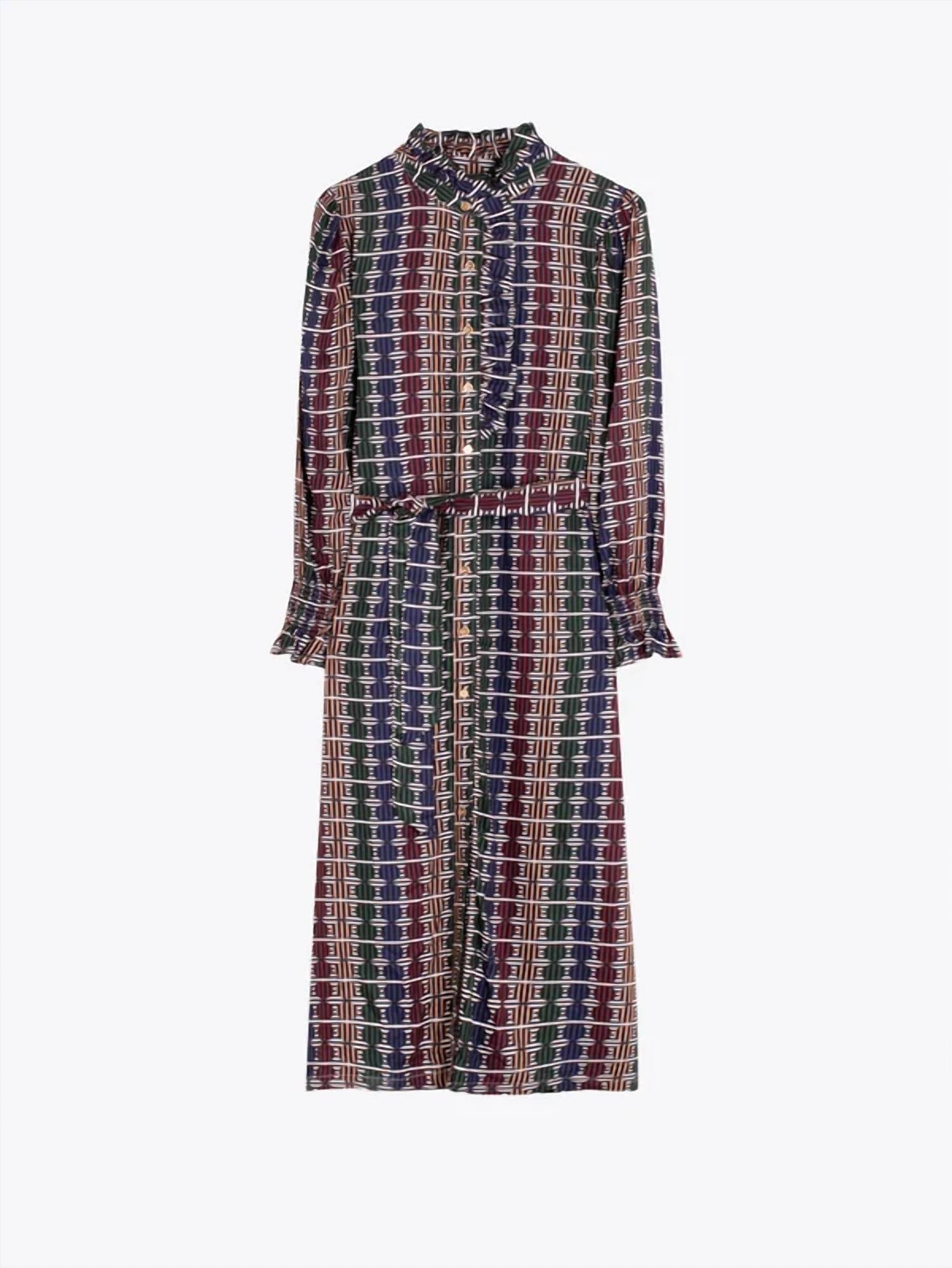 Vilagallo - Geo Circle Stripe Midi Dress