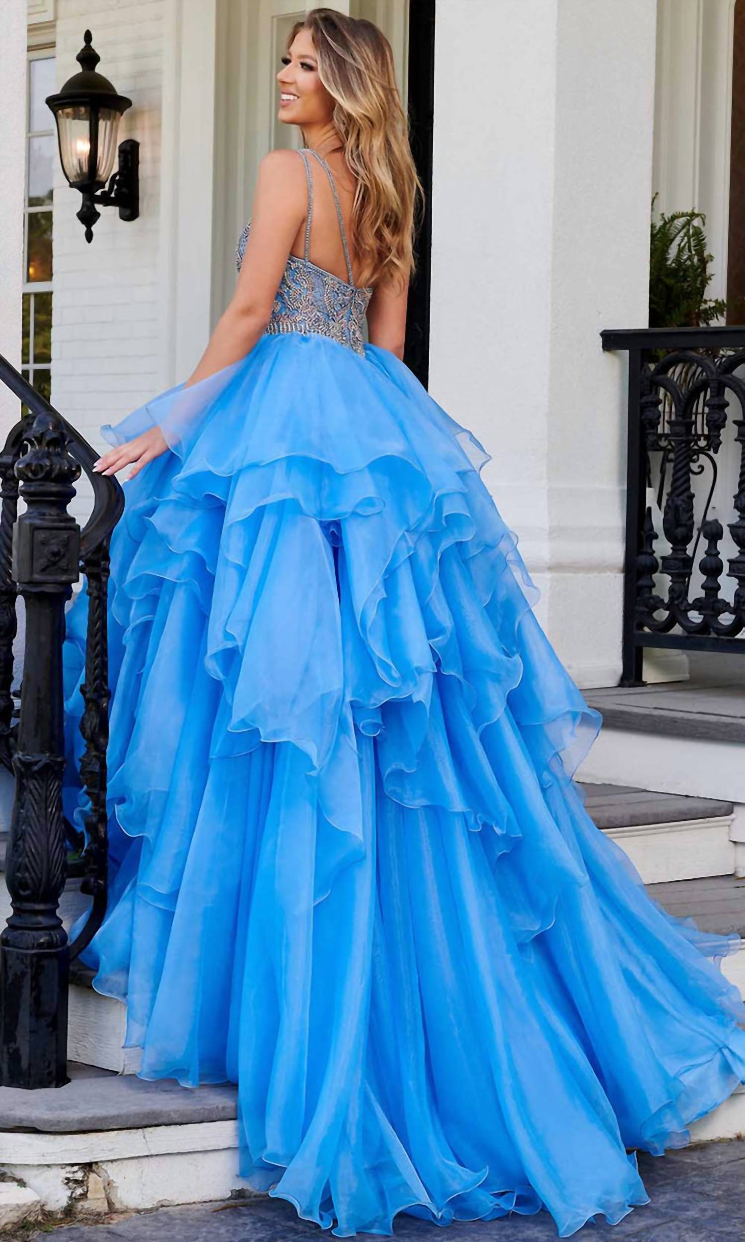 Rachel Allan - Shimmering Asymmetrical Long Gown