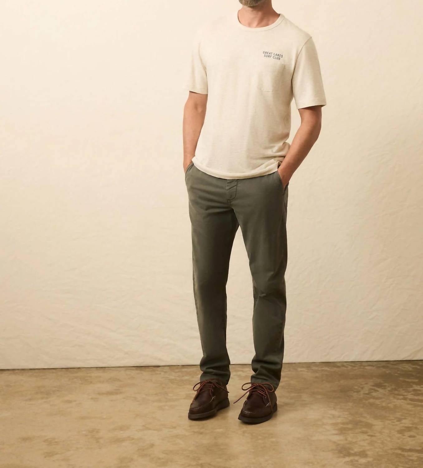 Faherty Sunwashed Graphic Tee Top in island dune heather - men's t-shirt