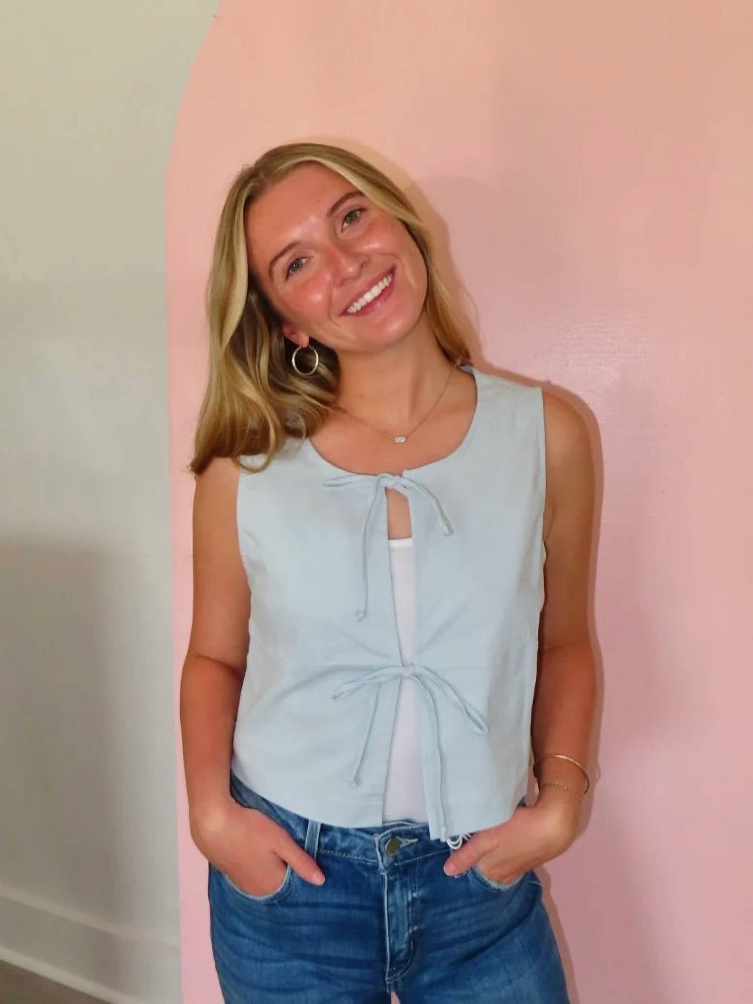 En Creme - Nicole Front Tie Tank