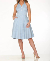 Orchid Bloom - Checkmate Halter Swing Dress