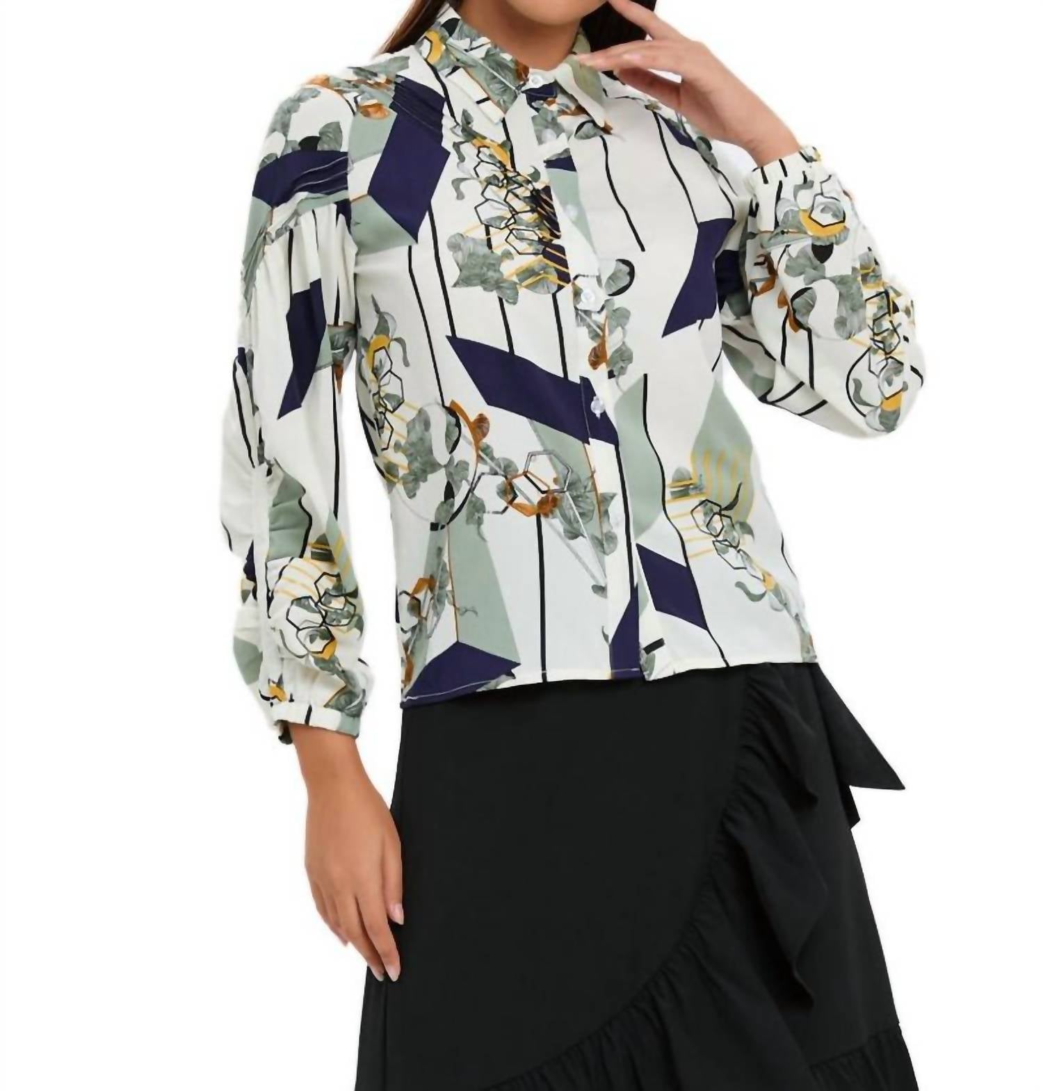 Miss Finch Nyc - Button Down Collared Print Shirt