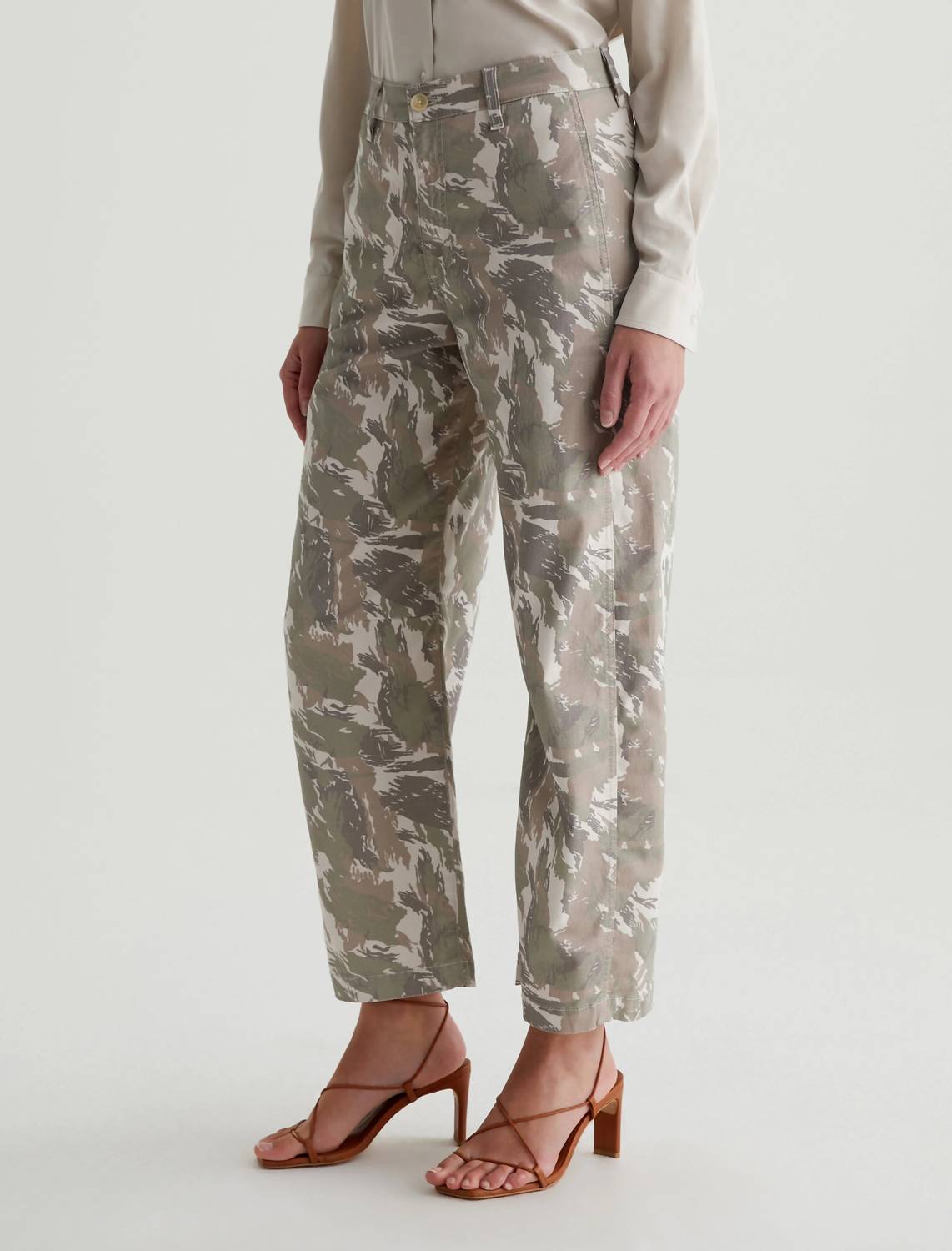 AG Jeans Fiona High Rise Barrel Trousers in urban camo grey multi - women's pants - view 4