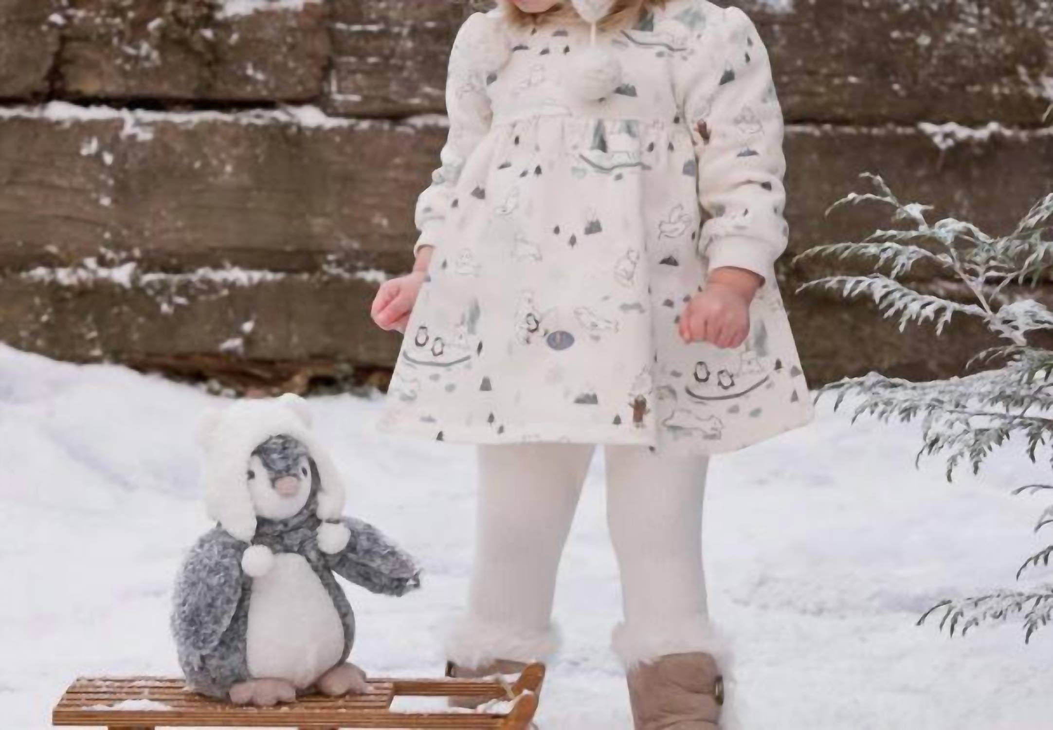 Elegant Baby - Kid's Arctic Family Printed Fleece Dress & Rib Legging Set