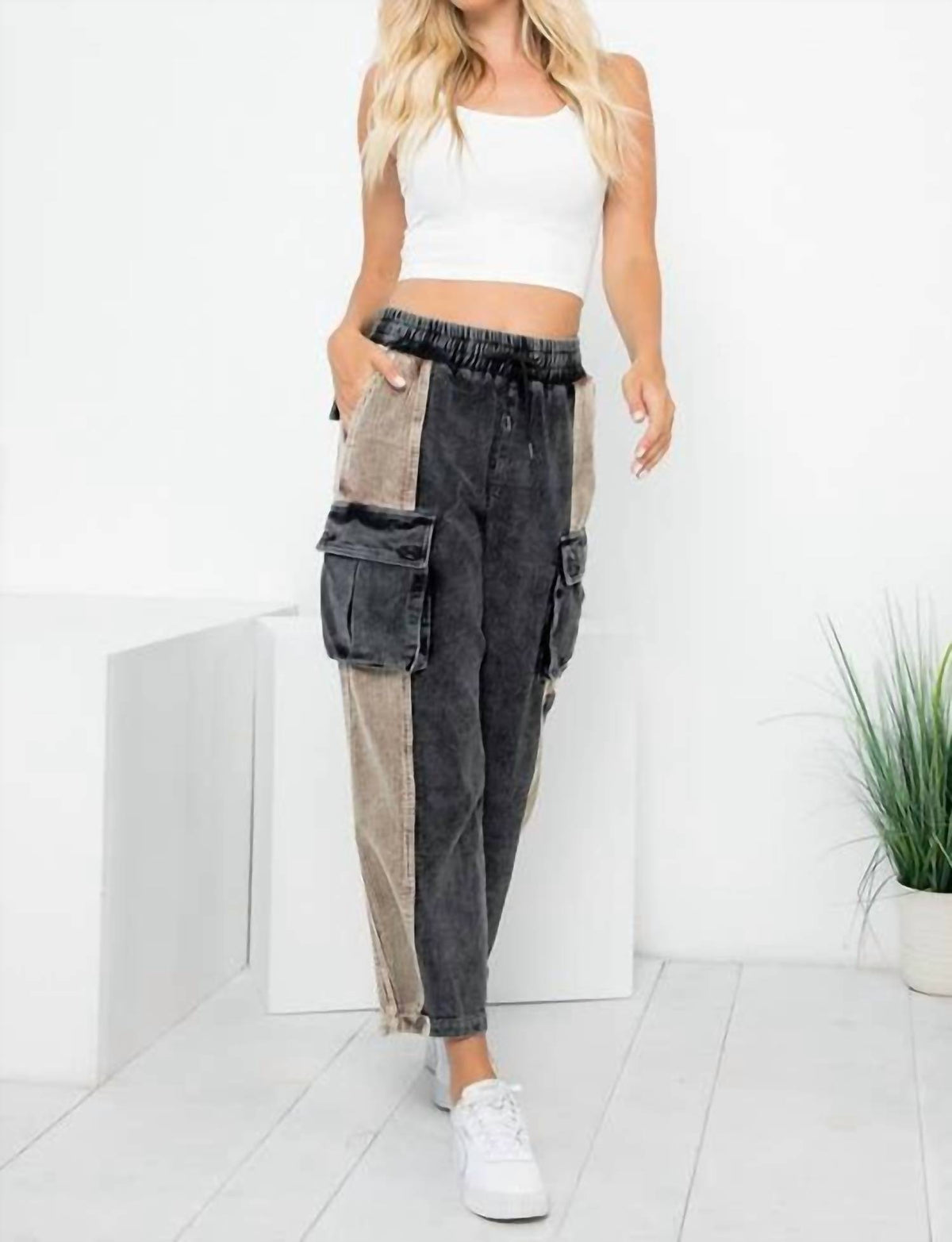 26 International - Color Block Corduroy Cargo Pants