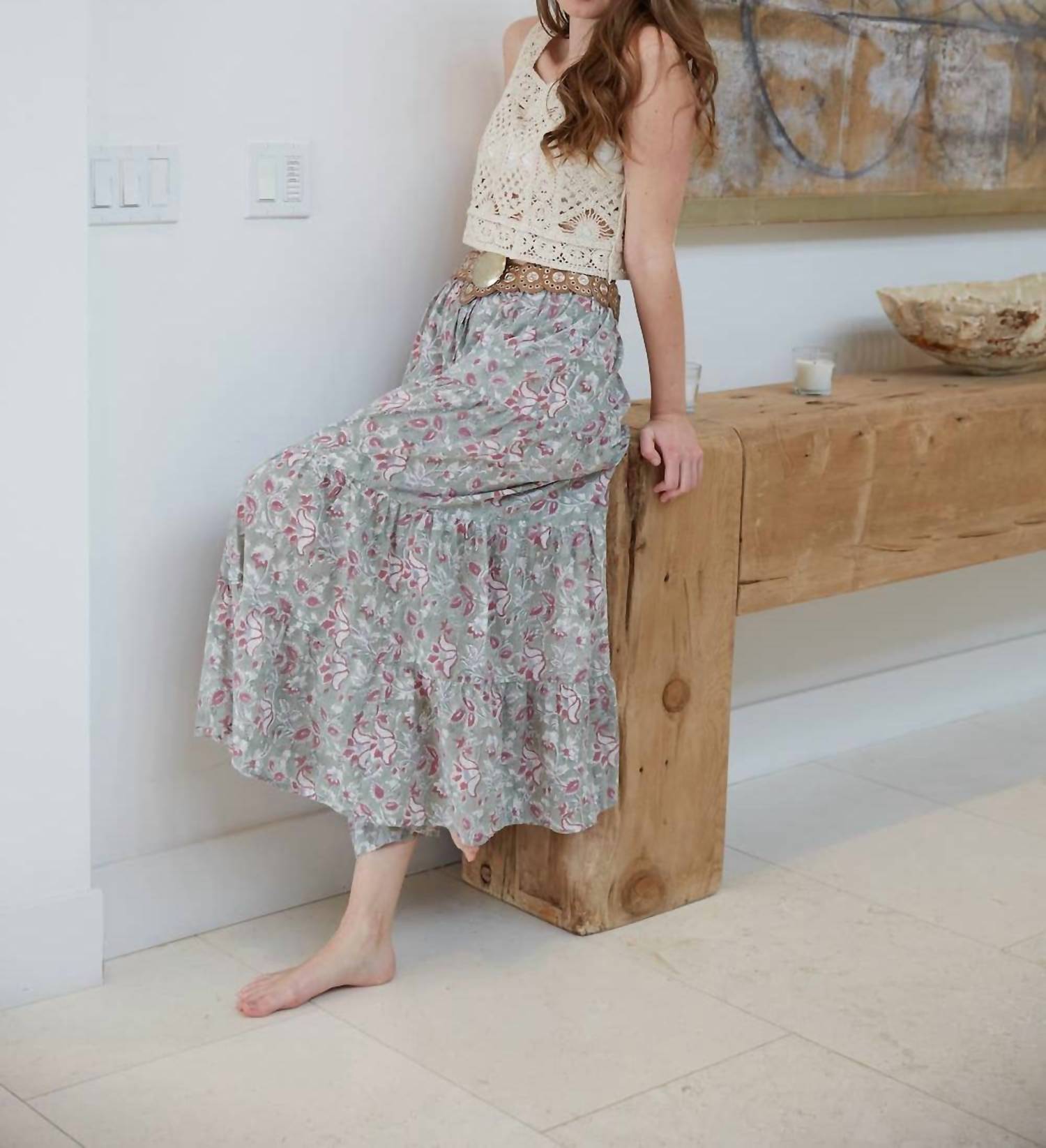 The Fox And The Mermaid - Radha Block Printed Cotton Maxi Skirt