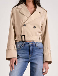 Elan - Crop Belted Trench Coat