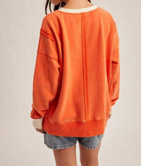 Hem & Thread - Color Block Snow Wash Oversized Sweatshirt