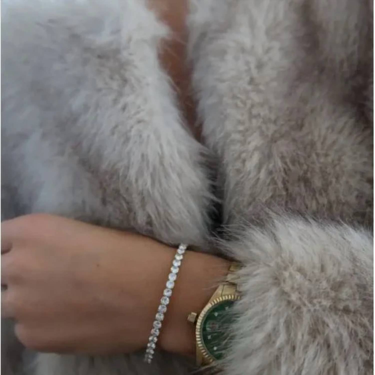 Chansuttpearls - Women's Chunky Rhinestone Tennis Bracelet