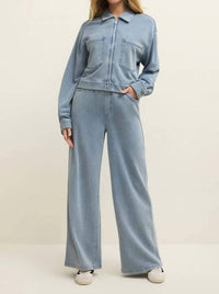 Z Supply Heritage Knit Denim Jacket in ocean air indigo - women's jacket