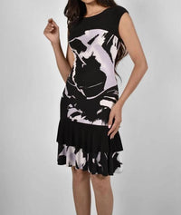 Frank Lyman Geva Frill Hem Mini Dress in black and lavender - women's dress
