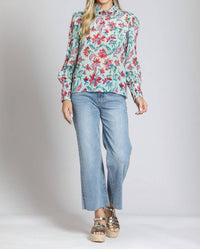 Apny - Puff Sleeve Blouse With Ruched Detail