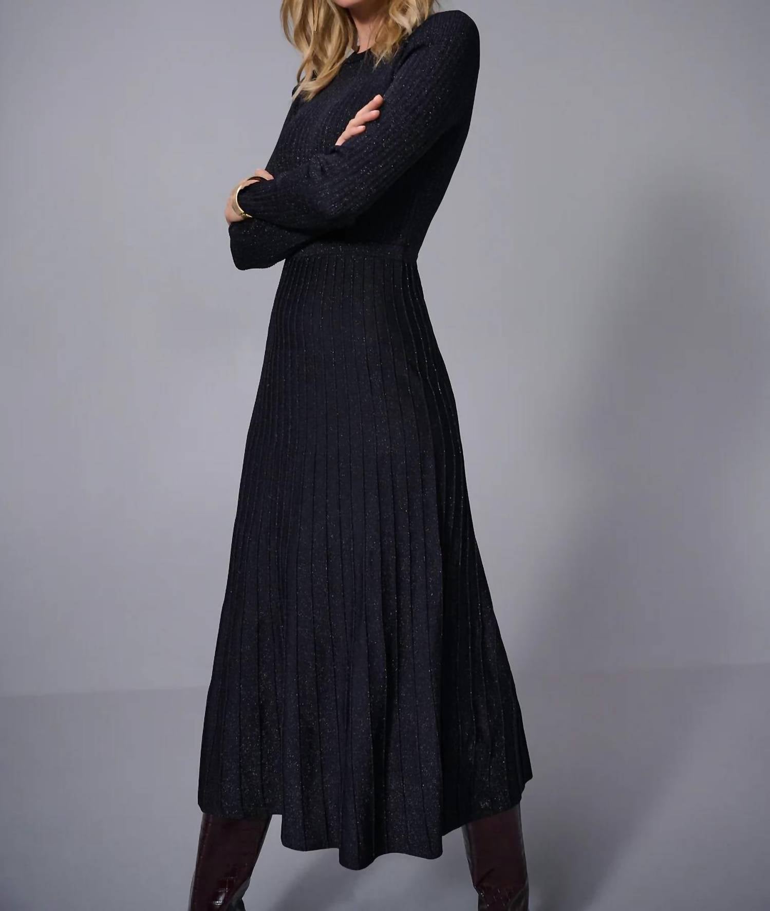 Joseph Ribkoff - Crew Neck Long Sleeve Midi Dress
