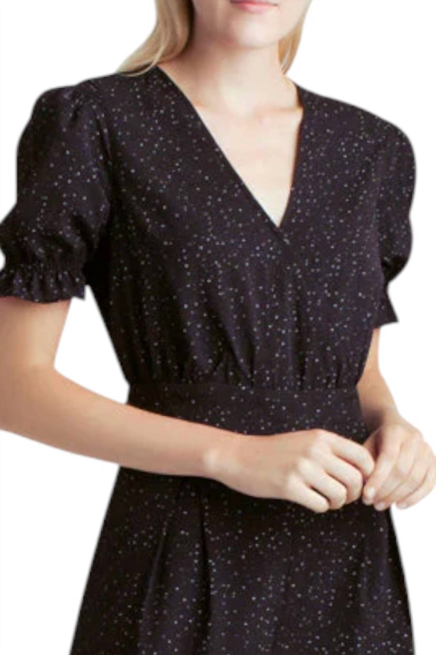 Kensie - Short Sleeve Belted V-Neck Jumpsuit