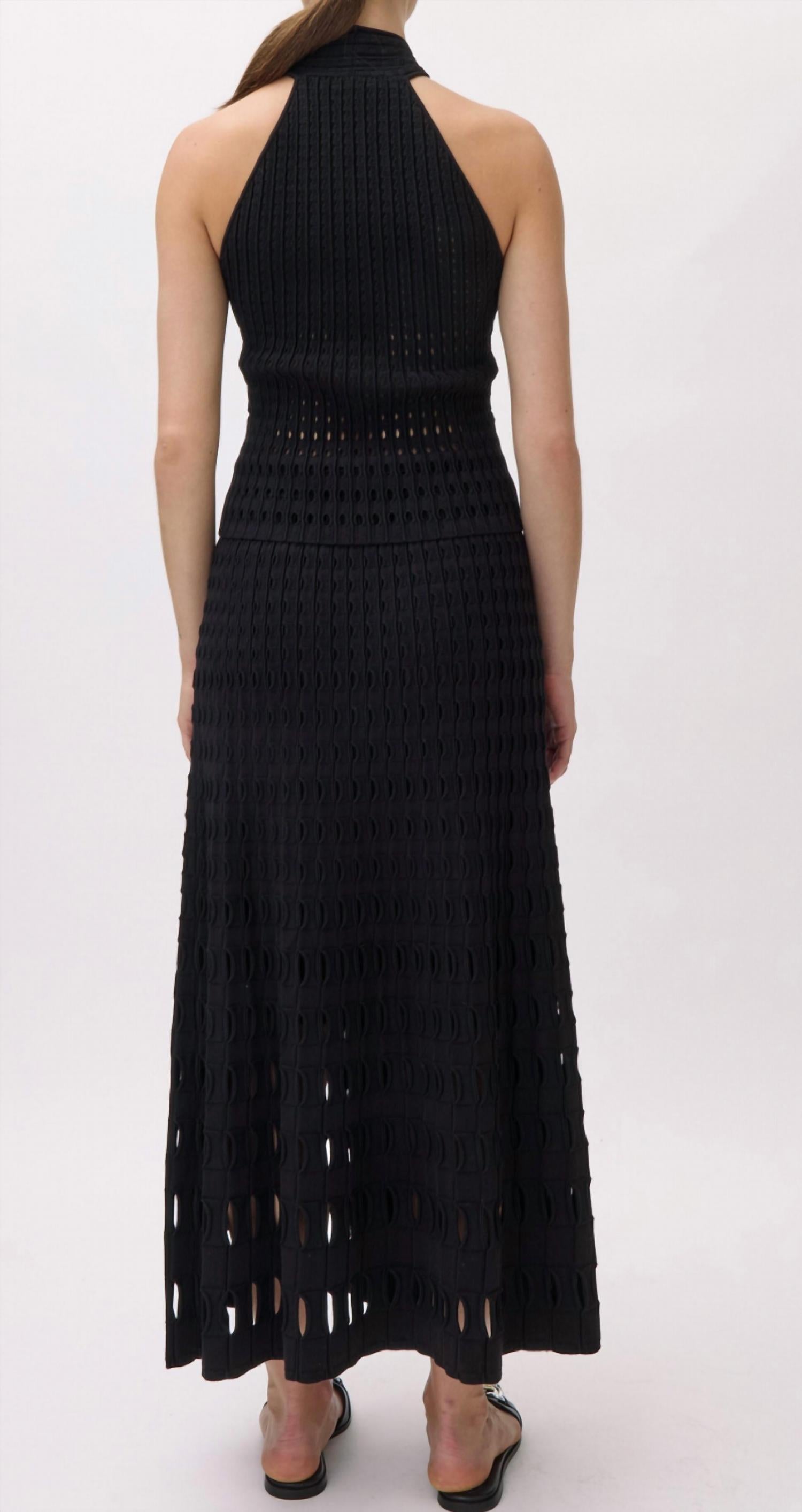 SIMKHAI Drue Midi Skirt in black - women's skirt - detail view