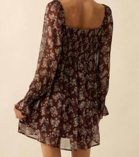 Promesa - Blooming Fields Floral Chiffon Peasant Mini Dress