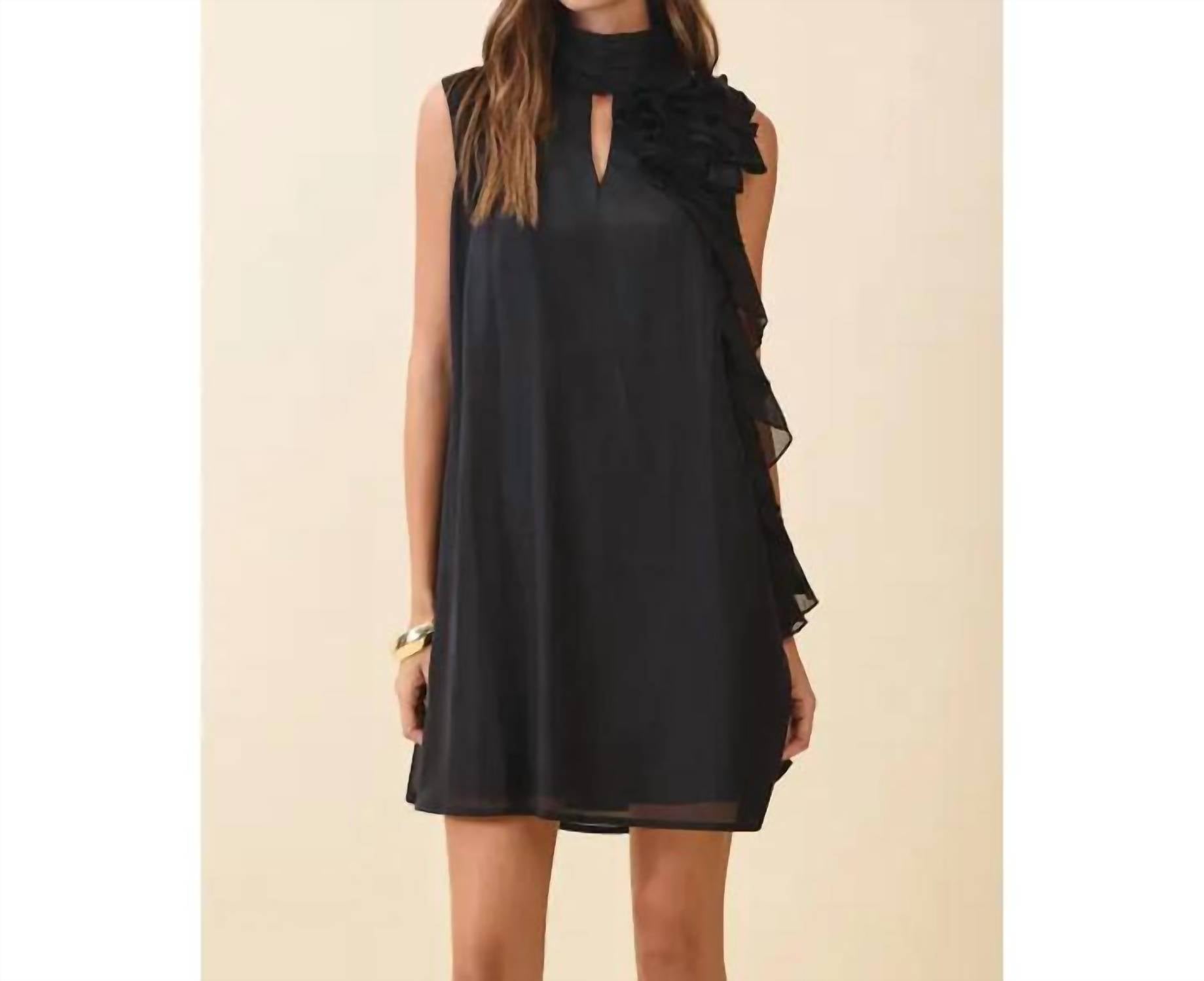 Tcec - Sleeveless Mock Neck Ruffle Dress