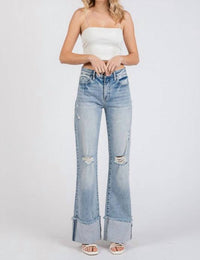 Petra153 Hattie High Rise Cuffed Hem Flare Jeans in blue - women's jeans - view 4