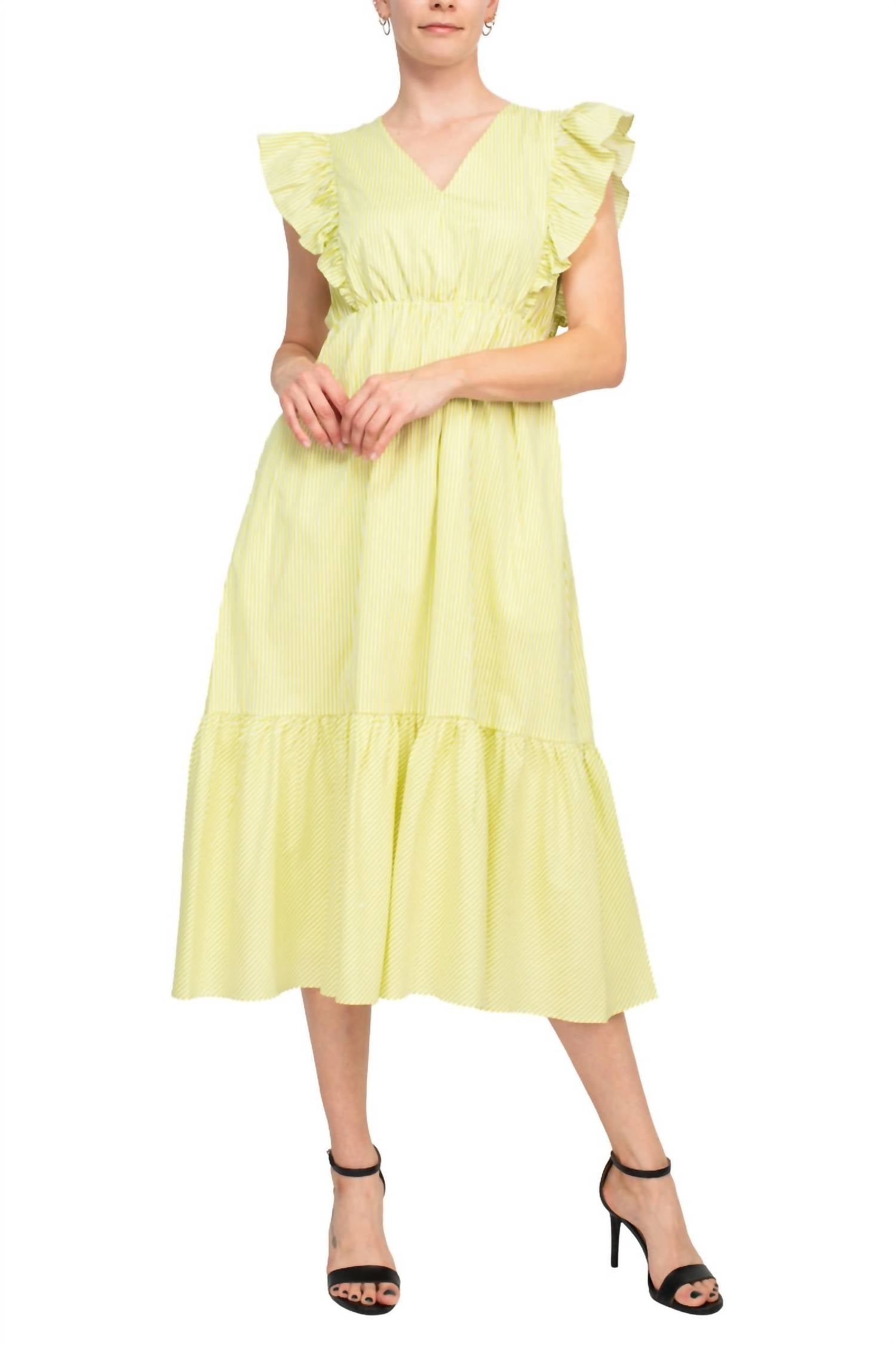 Nanette Lepore - Stripe Cotton Ruffle Dress