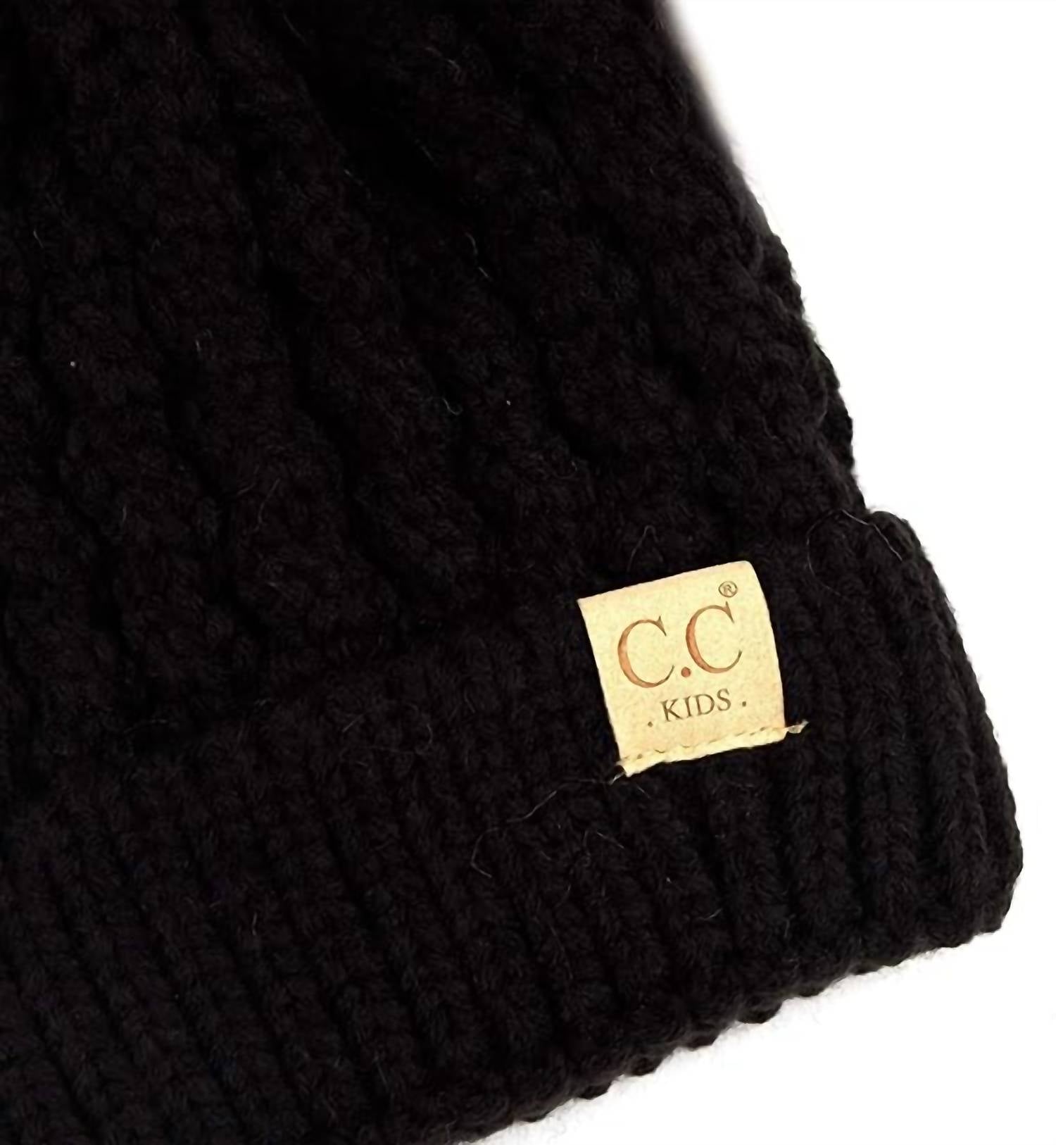 C.C Beanie - Kids Double Fur Pom Beanie