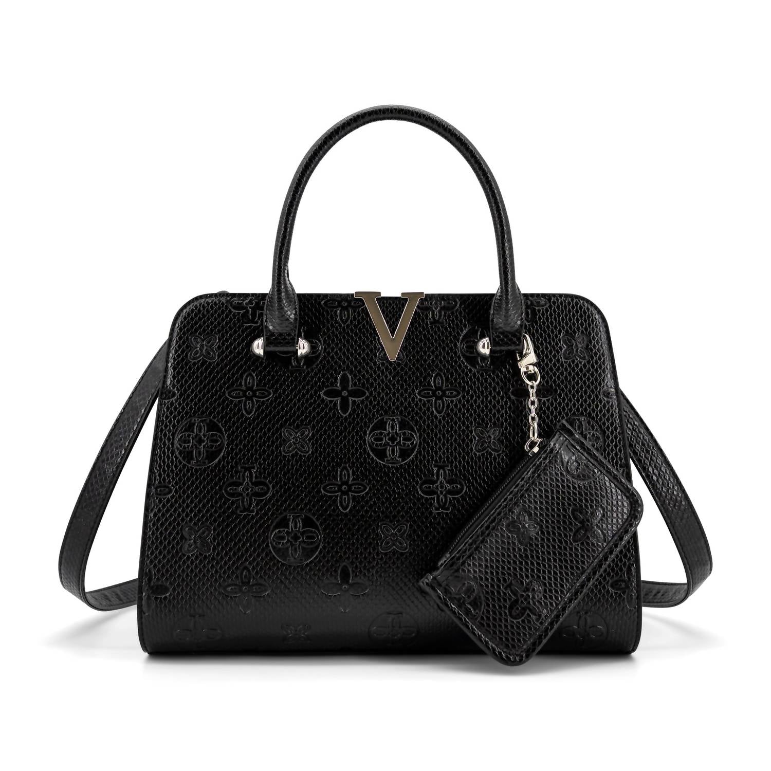 Like Dreams Women's Midori Satchel Chromatic Pattern Crossbody Bag in black - women's bag