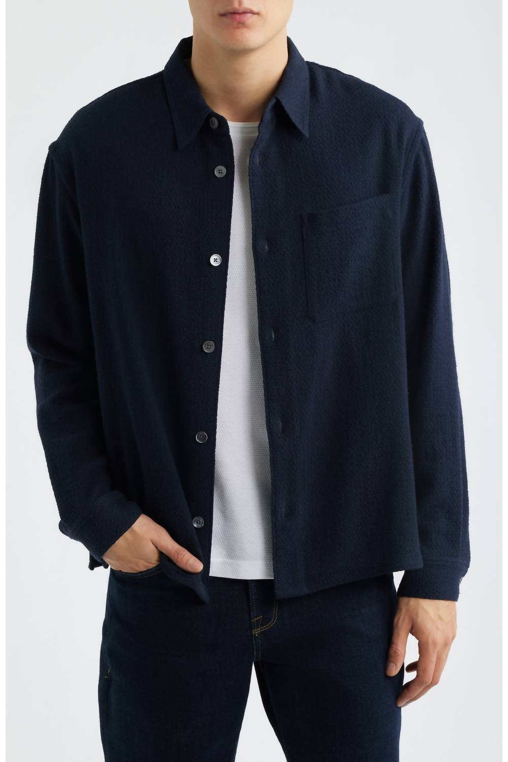 Frame - Open Weave Long Sleeve Button Down Shirt